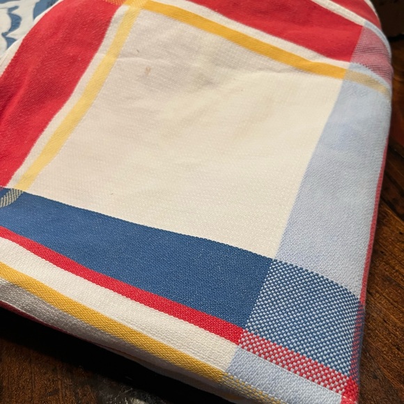 Plaid Kitchen Tablecoth- Red, Blue, Yellow - Picture 2 of 4